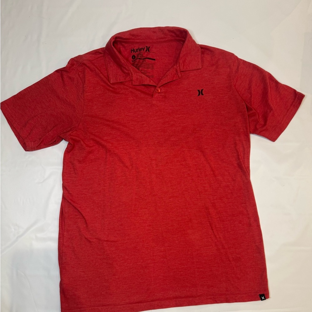 Hurley Men's Vibrant Red Polo Style T-Shirt Size Large